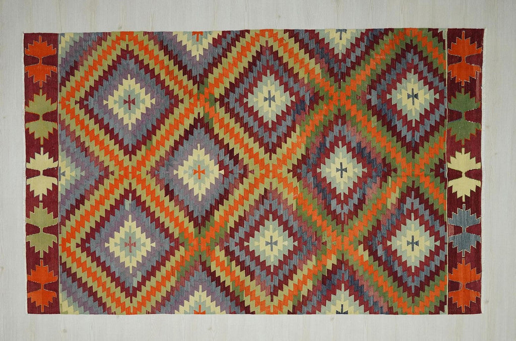 Antique Turkish Kilim Rug: 6x9,6 Village Area Home Living Floor Decor Rugs.