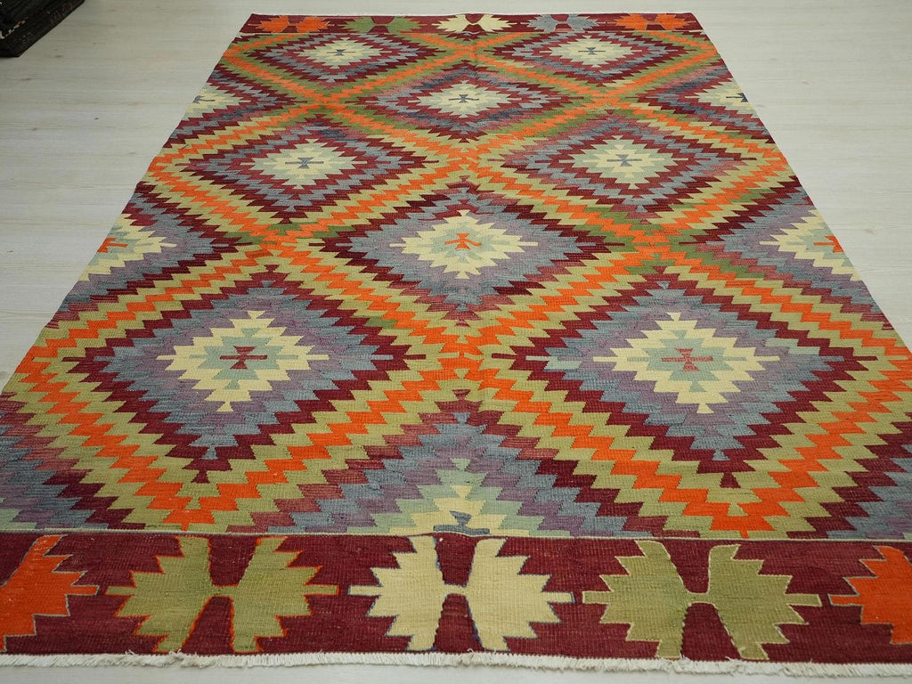 Antique Turkish Kilim Rug: 6x9,6 Village Area Home Living Floor Decor Rugs.