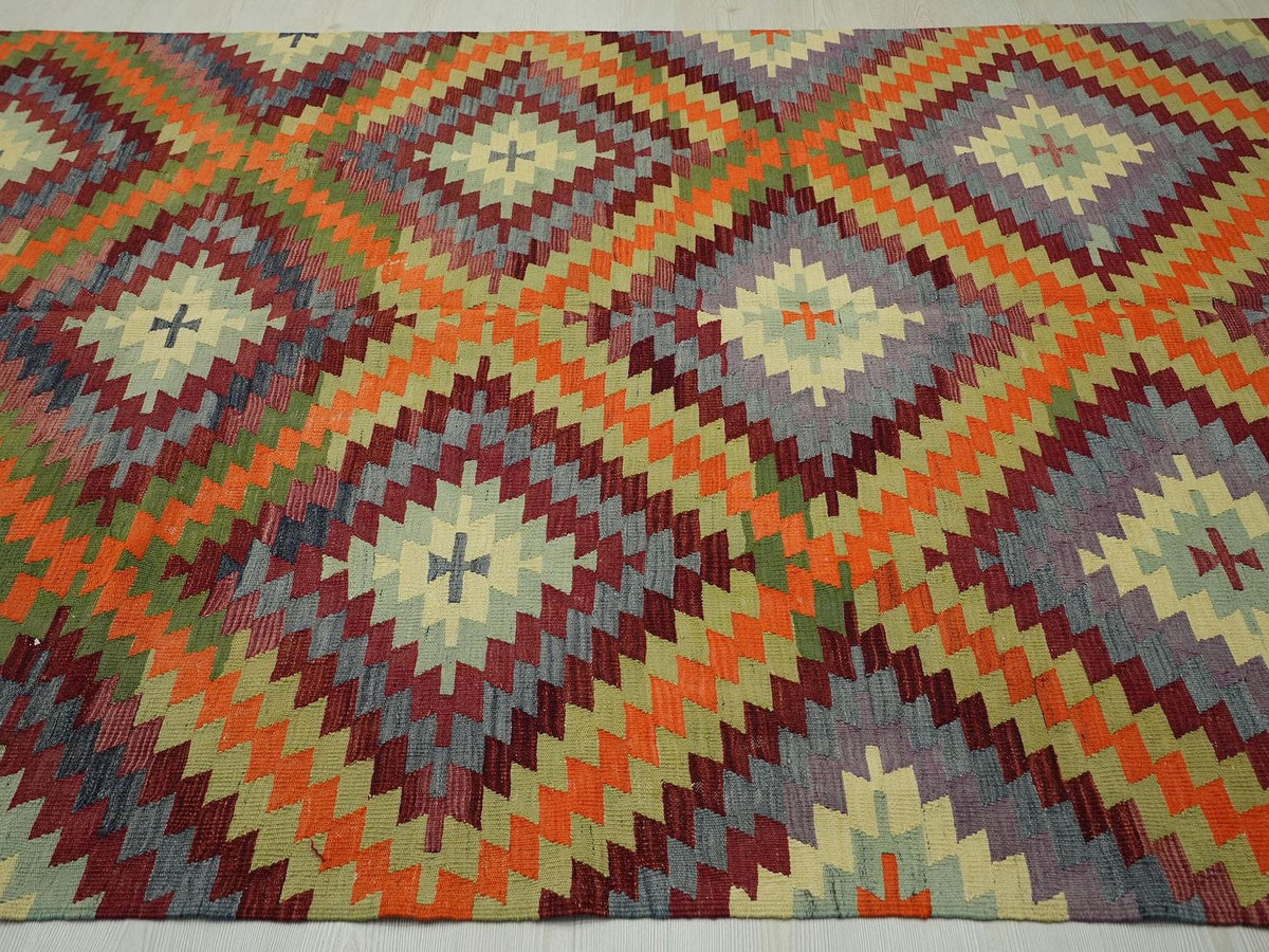Antique Turkish Kilim Rug: 6x9,6 Village Area Home Living Floor Decor Rugs.