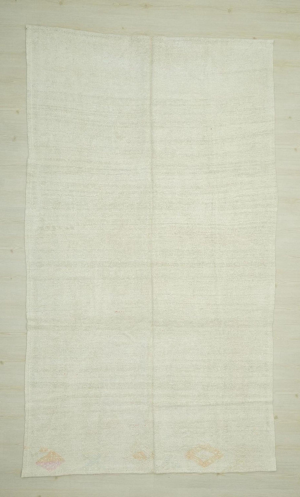 Vintage Hemp Kilim Rug: Scandinavian Style, Cream White Rugs 5.10"x10.4" Ft.