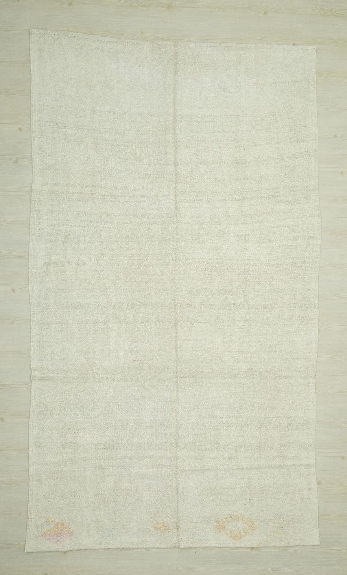 Vintage Hemp Kilim Rug: Scandinavian Style, Cream White Rugs 5.10"x10.4" Ft.