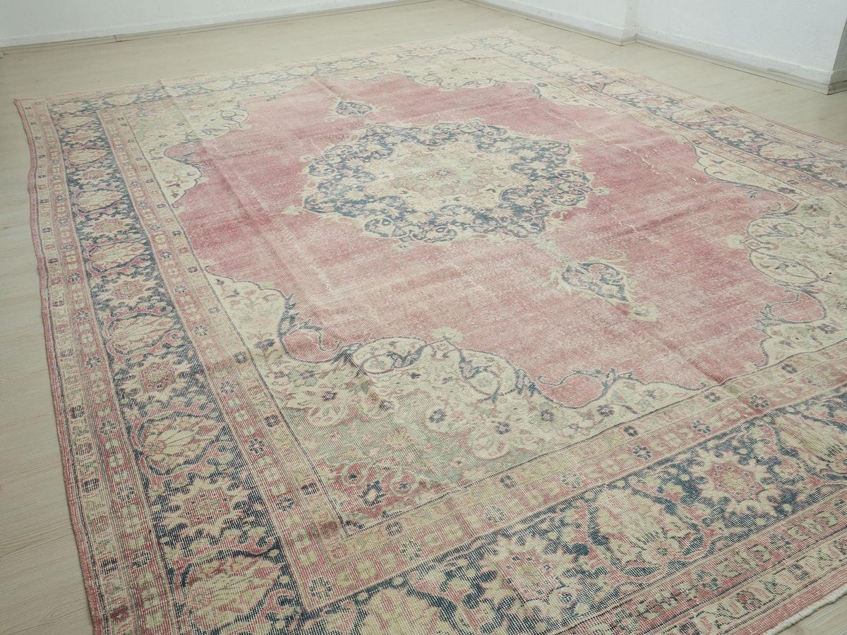 10x13 Oversize Salmon Pink Old Turkish Oushak Rug: Luxury Home Living Floor Decor Rugs.