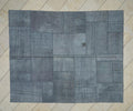 Overdyed Gray Hemp Patchwork Kilim Rug: Mid-Century Modern Turkish Rugs 6.2x7.8 ft.