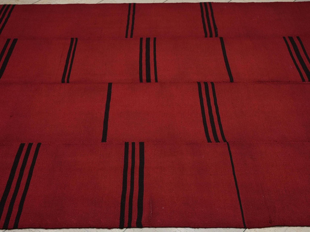 Overdye Red Flat-weave Turkish Rug-5.2x7.3 Ft,Moody Decor Kilim Rugs.