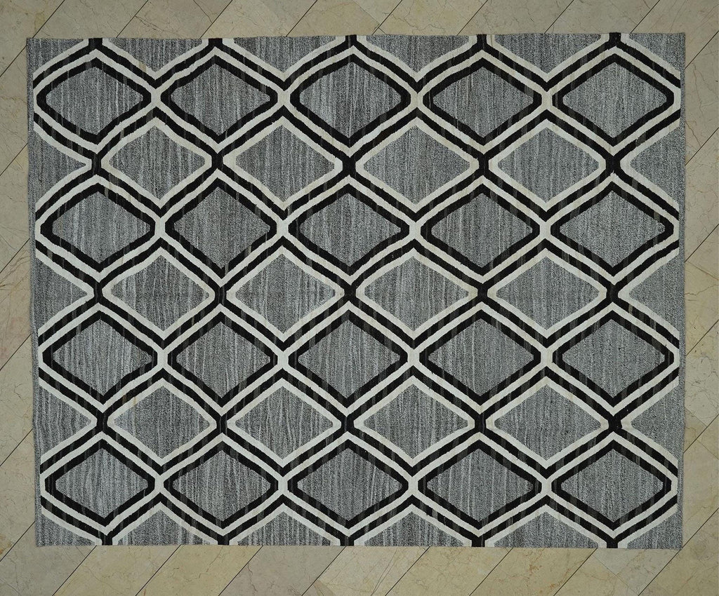 Luxurious Decor Turkish Kilim Rug: Gray Flat Woven Modern Minimalist Rugs 8x10