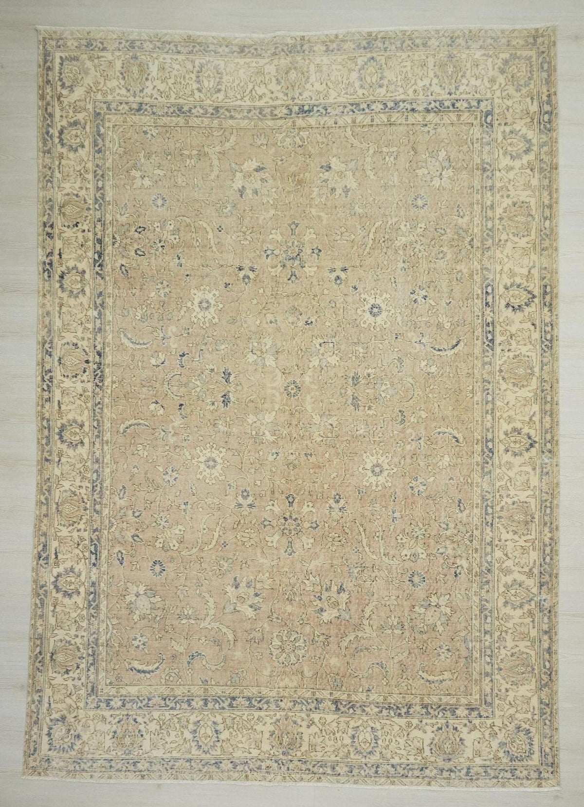 8x11 Old Turkish Oushak Rug: Scandinavian Home Style Vintage Handwoven Wool Area Rugs.