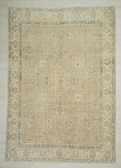 8x11 Old Turkish Oushak Rug: Scandinavian Home Style Vintage Handwoven Wool Area Rugs.
