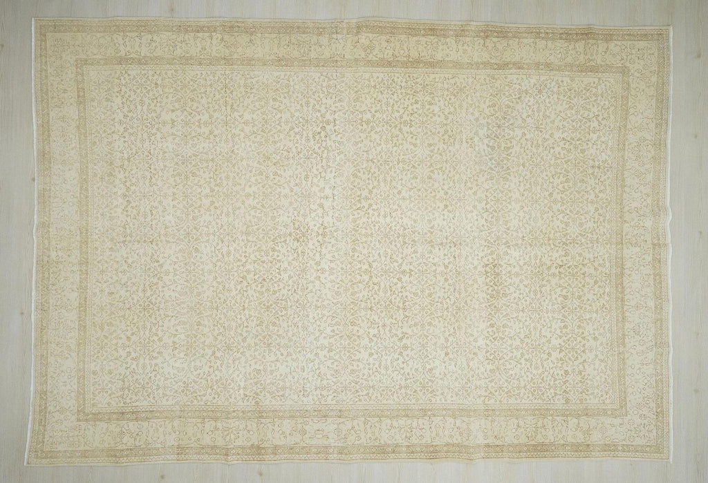 Neutral Turkish Oversize Vintage Oushak Rug: 8.5x12 Mid-Century Modern Home Living Style Rugs