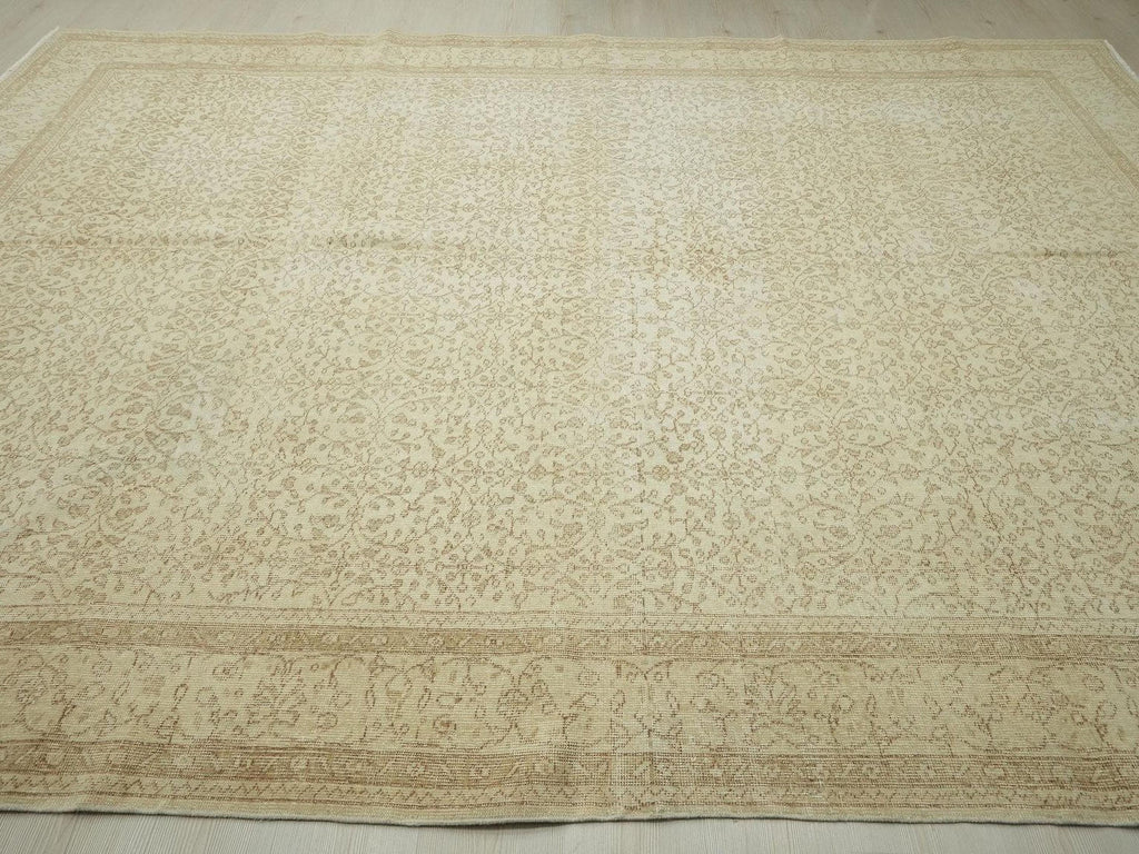 Neutral Turkish Oversize Vintage Oushak Rug: 8.5x12 Mid-Century Modern Home Living Style Rugs