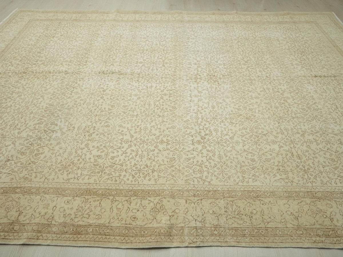 Neutral Turkish Oversize Vintage Oushak Rug: 8.5x12 Mid-Century Modern Home Living Style Rugs