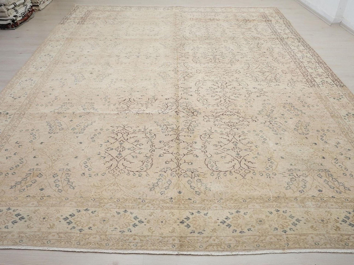 Turkish Oversize Vintage Oushak Rug 9x12 Scandinavian Home Living Style  Area Rugs.