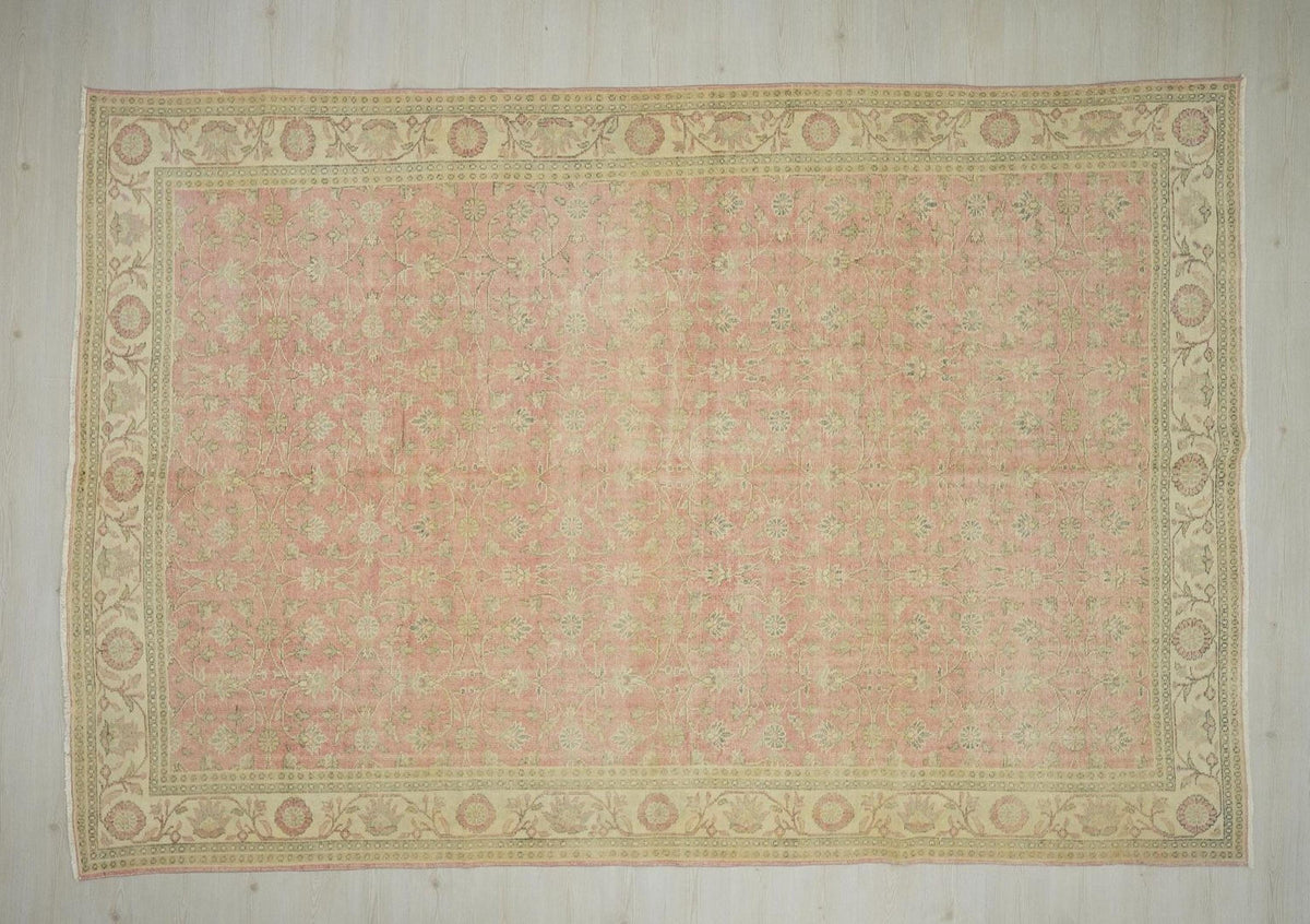 8x12 Oversize Vintage Turkish Oushak Rug: Handmade Floral Pattern Home Living Decor Rugs.