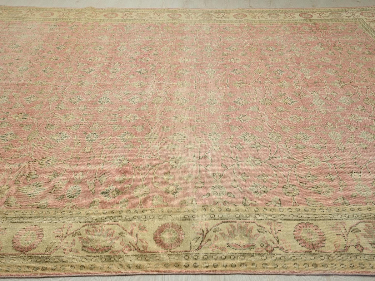 8x12 Oversize Vintage Turkish Oushak Rug: Handmade Floral Pattern Home Living Decor Rugs.
