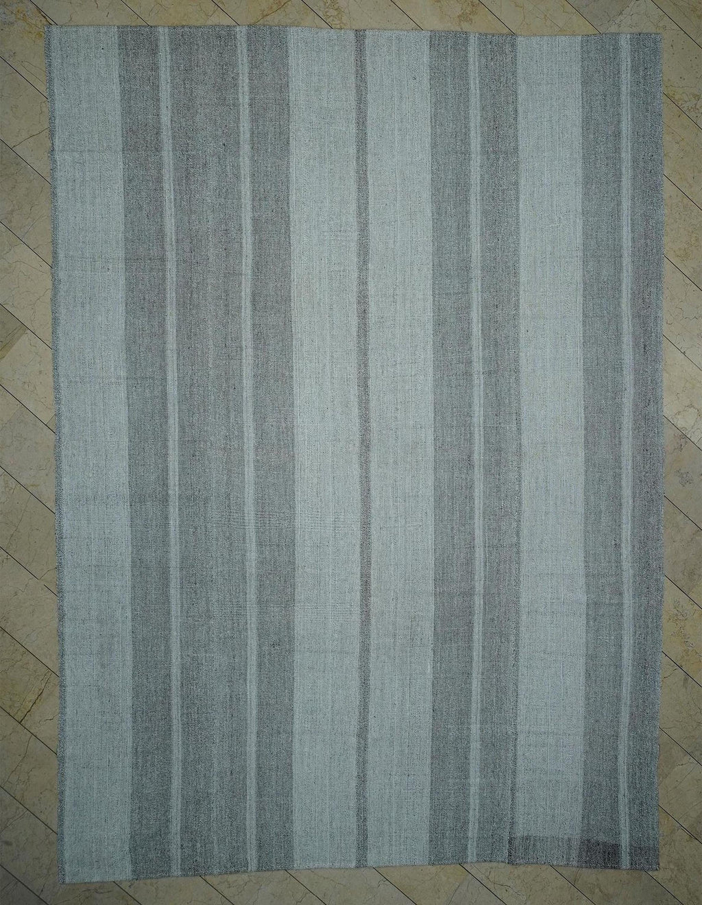 Oversized Turkish Kilim Rug: Flat Weave Gray Rugs (10.2 x 13.9 Ft)
