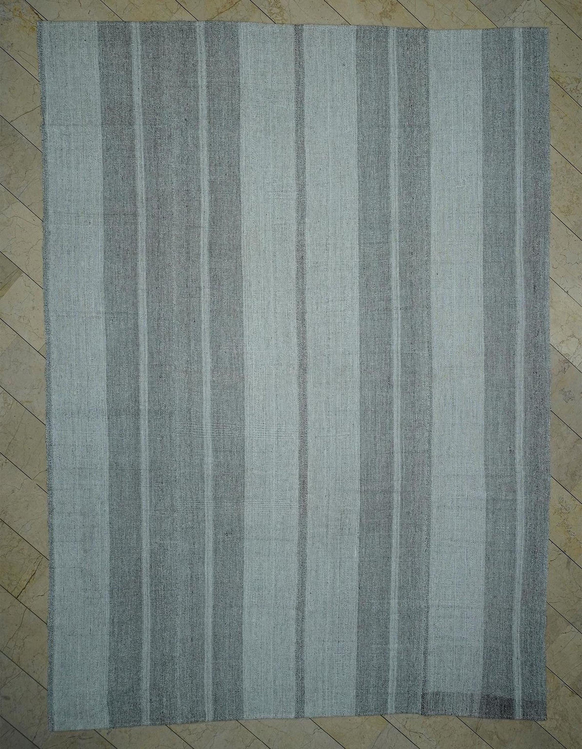 Oversized Turkish Kilim Rug: Flat Weave Gray Rugs (10.2 x 13.9 Ft)