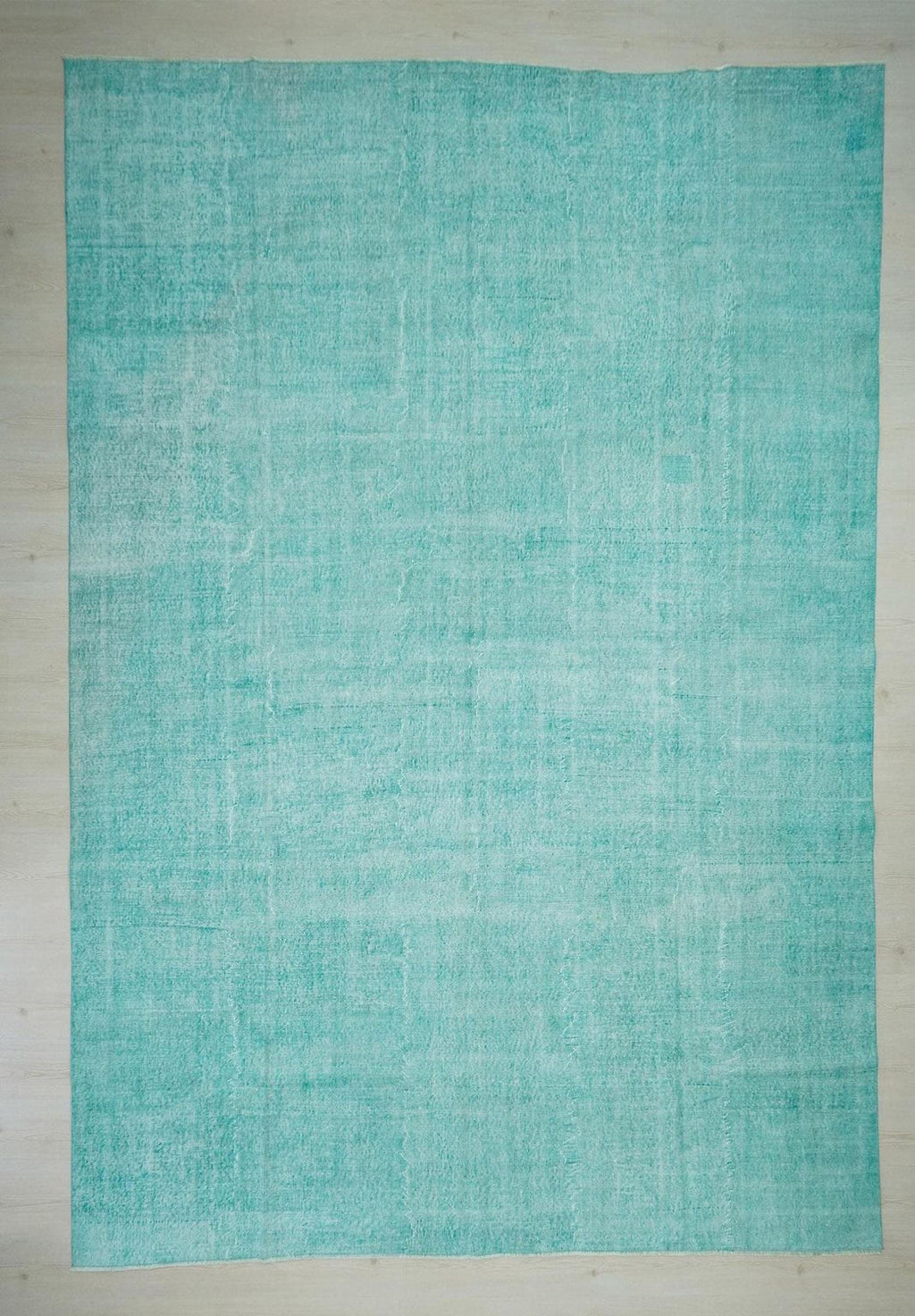 Oversize Turquoise Blue Vintage Oushak Rug 9x12: Handmade Turkish Wool on Cotton Rugs.