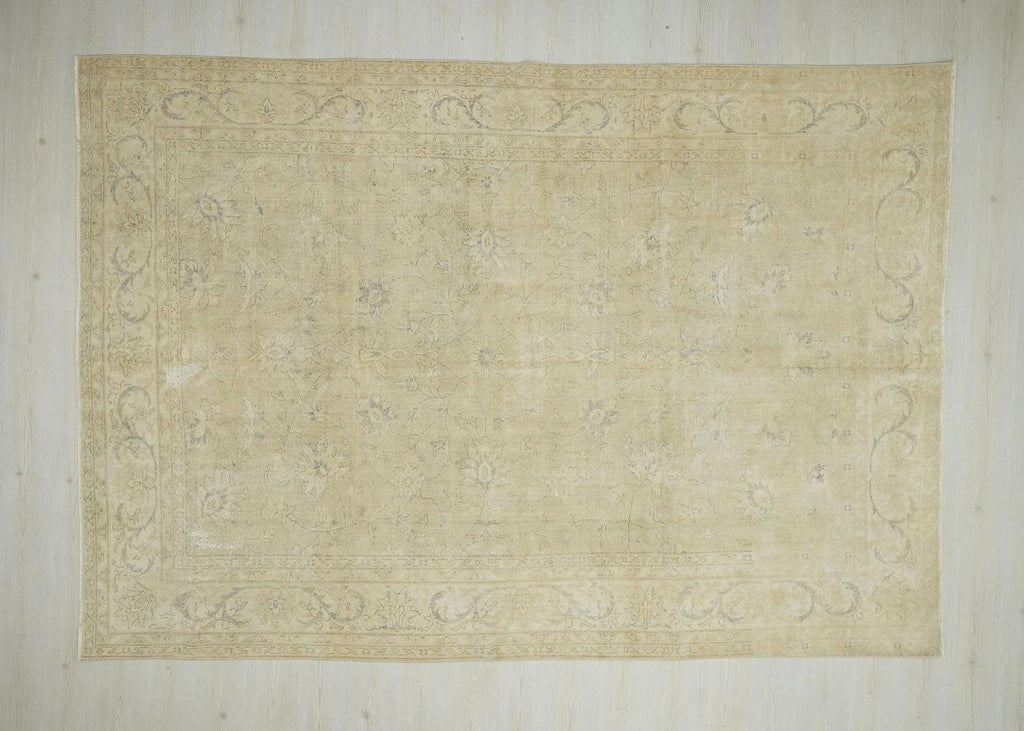 8x11 Oversized Oushak Rug: Faded Turkish Wool Carpet, Mid-Century Modern