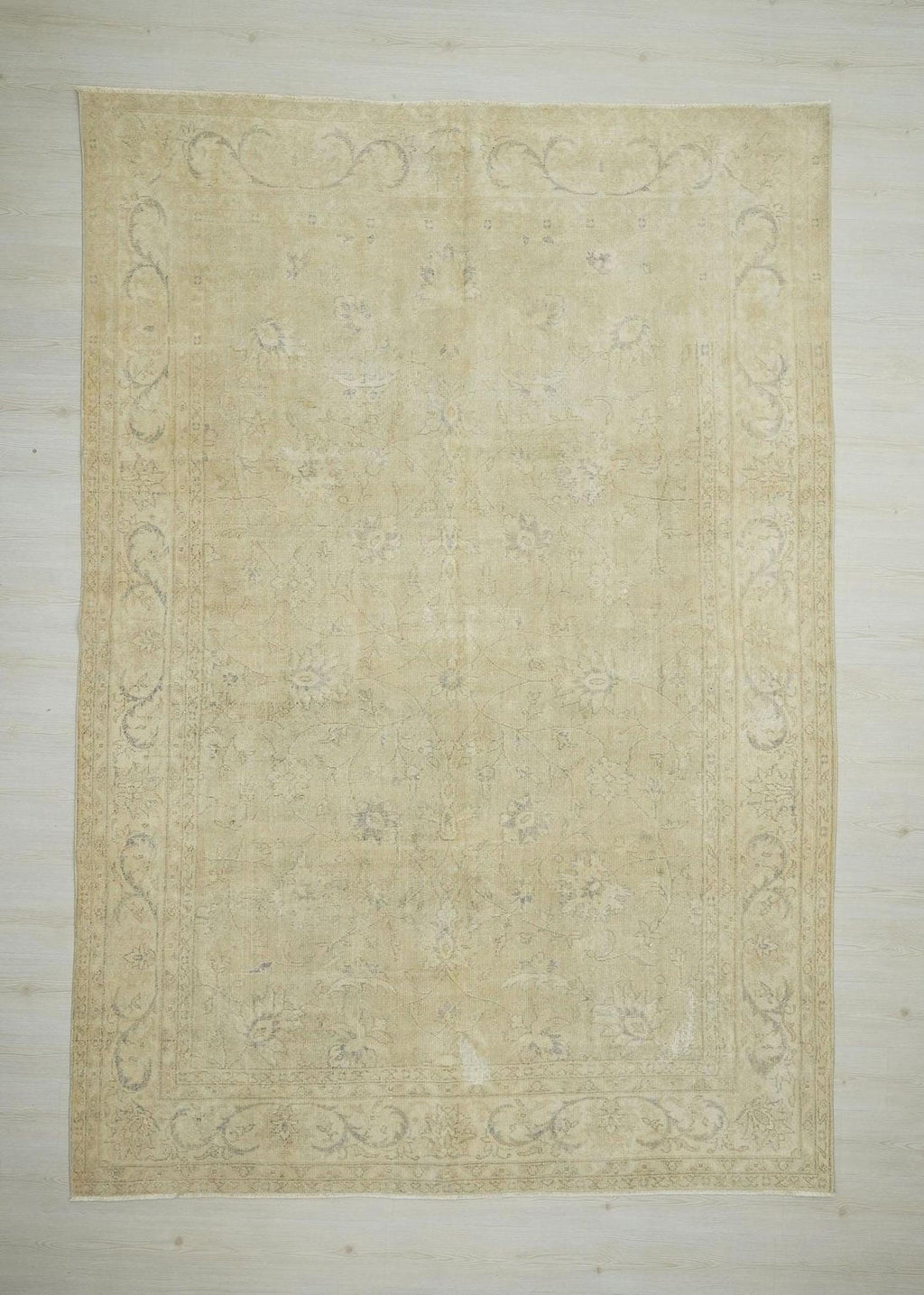 8x11 Oversized Oushak Rug: Faded Turkish Wool Carpet, Mid-Century Modern