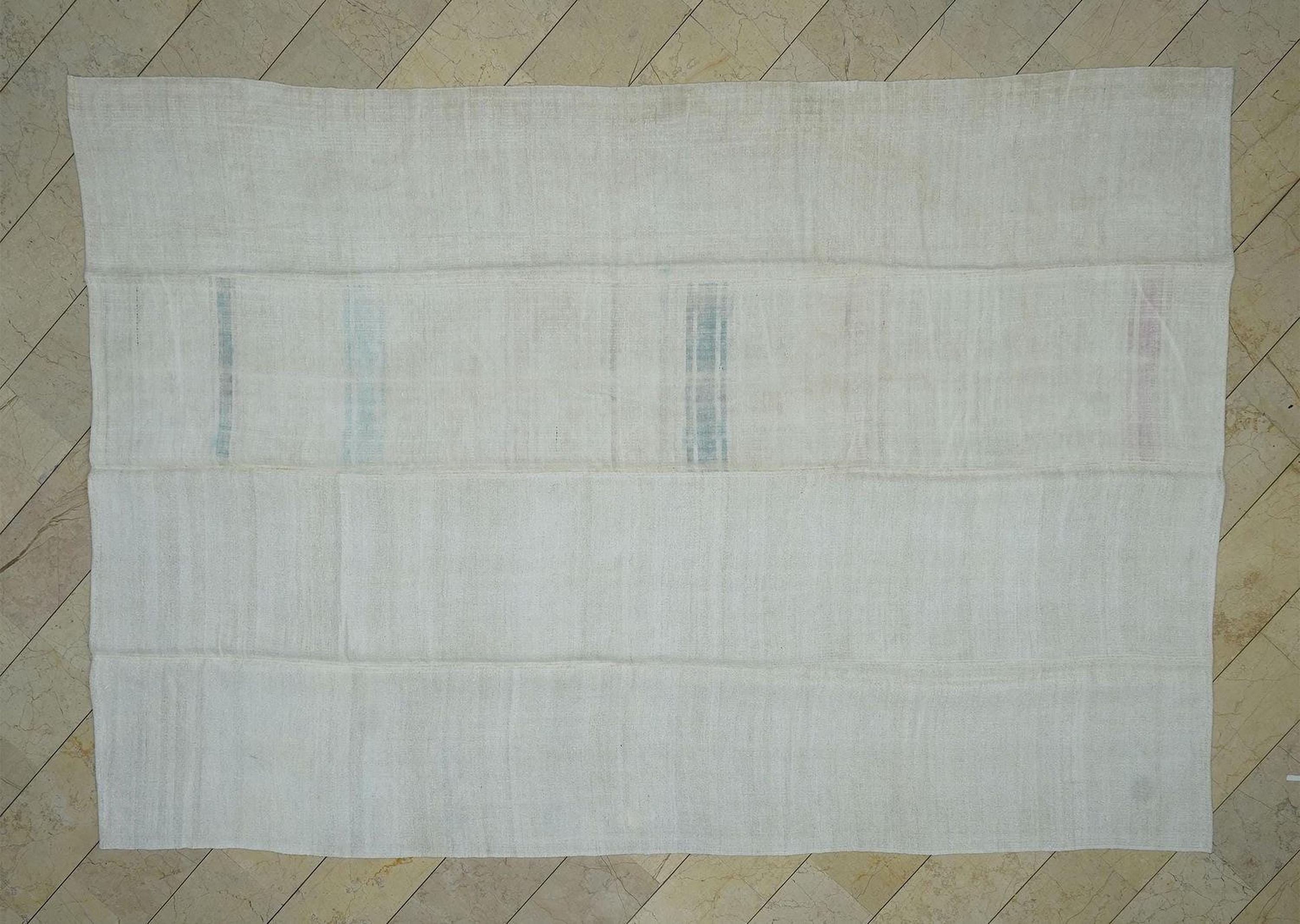 Large Hemp Kilim Rug: Organic Turkish Flat Weave (8,4"x12,6" Feet)