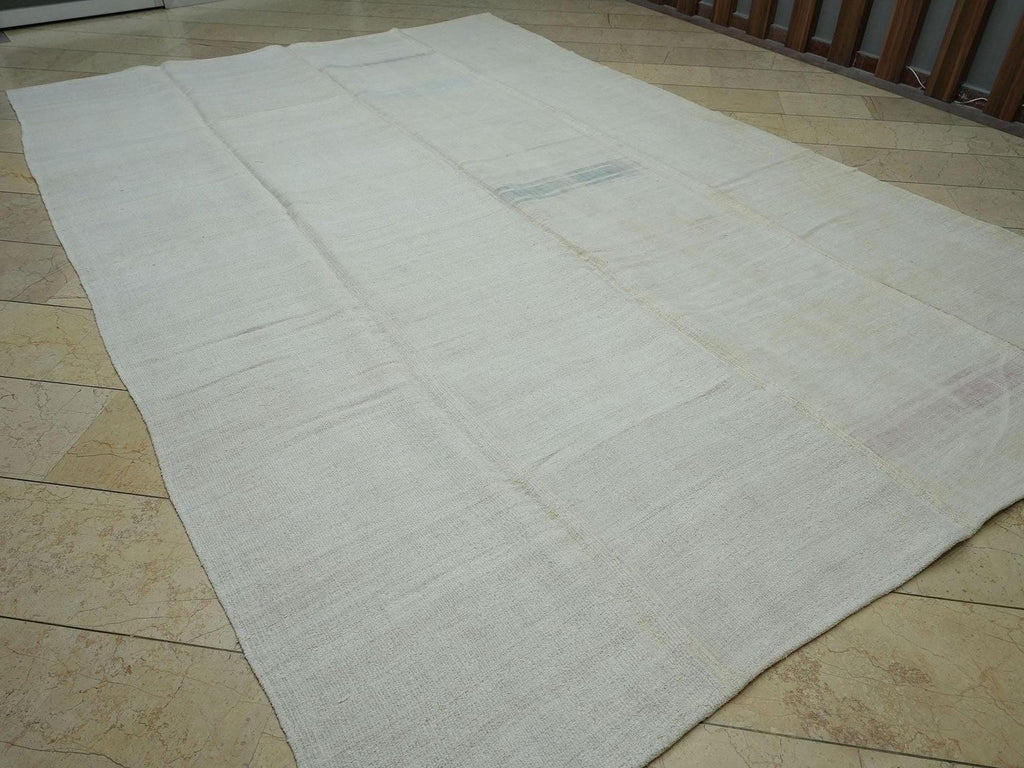 Large Hemp Kilim Rug: Organic Turkish Flat Weave (8,4"x12,6" Feet)
