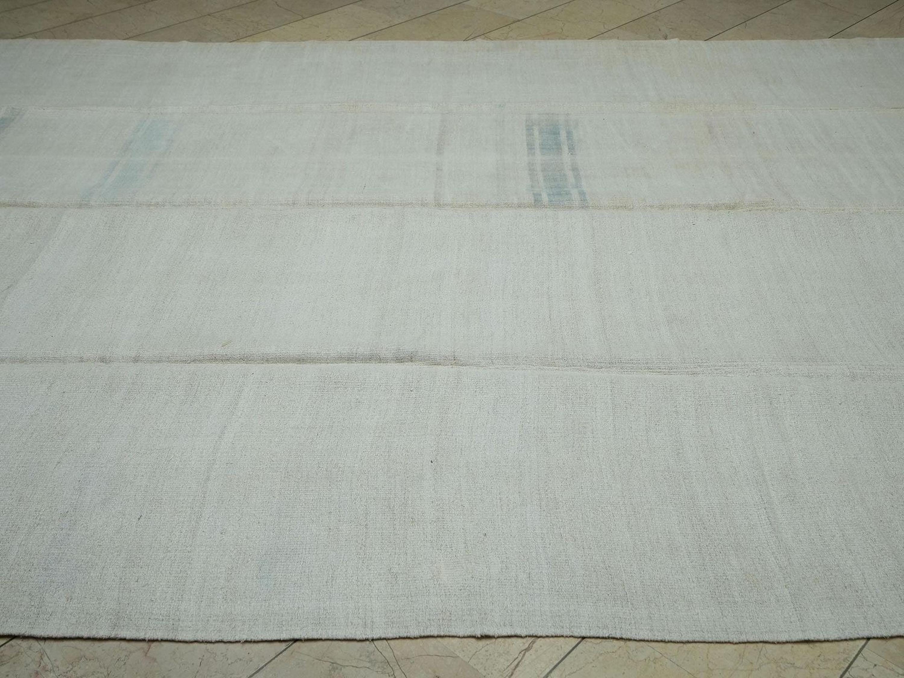 Large Hemp Kilim Rug: Organic Turkish Flat Weave (8,4"x12,6" Feet)