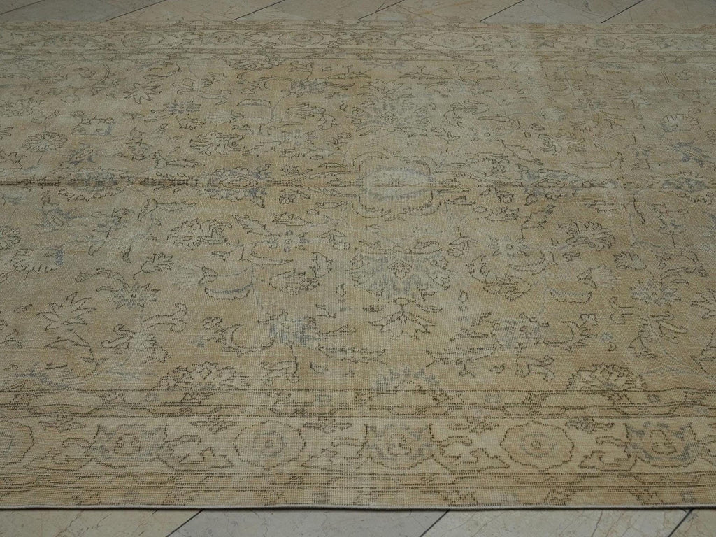 Handmade Vintage Oushak Rug: Large Turkish Wool Rugs (7,2"x10,4" Feet)