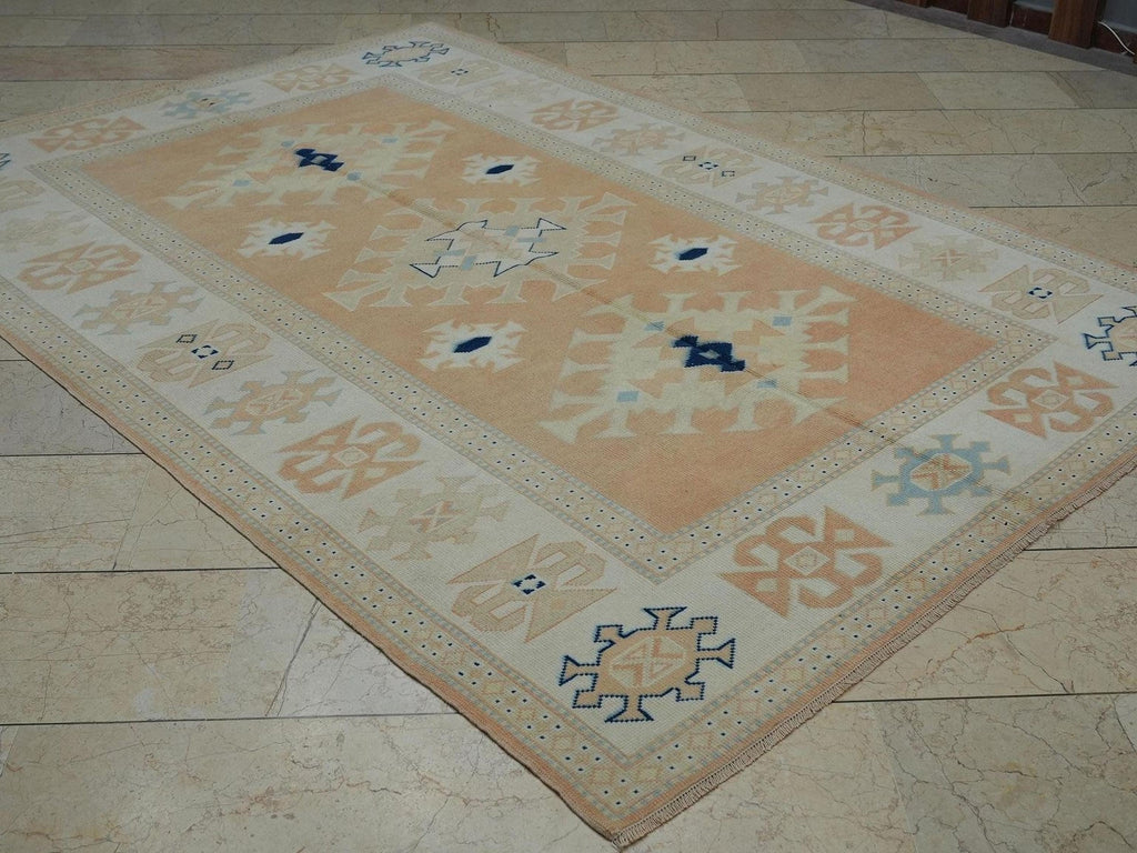 Terracotta Oushak Rug: 6x8 Handmade Turkish Wool Carpet