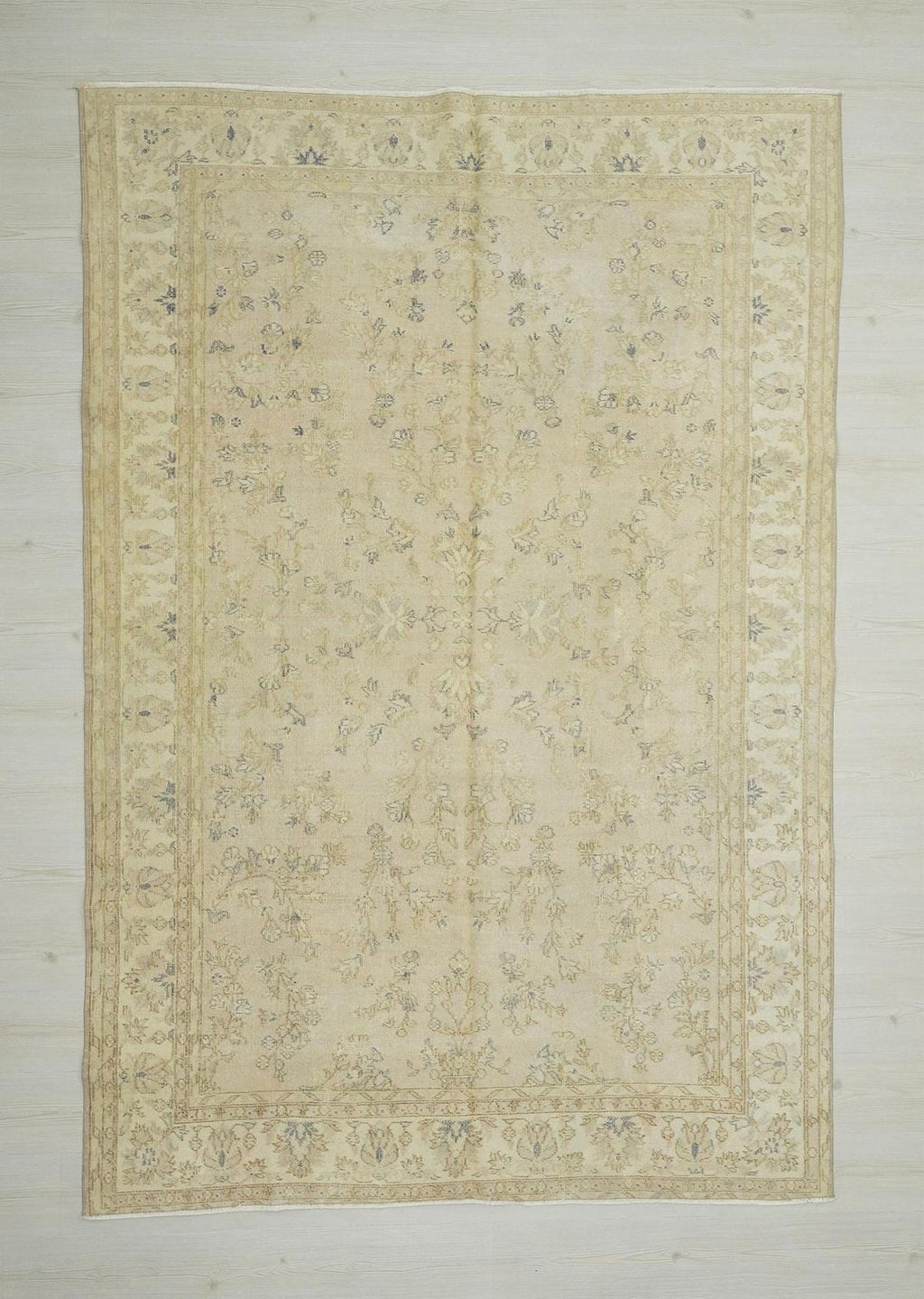 Vintage Turkish Oushak Rug: Handmade Wool Geometric Floral Rugs, 6.2x9 ft.