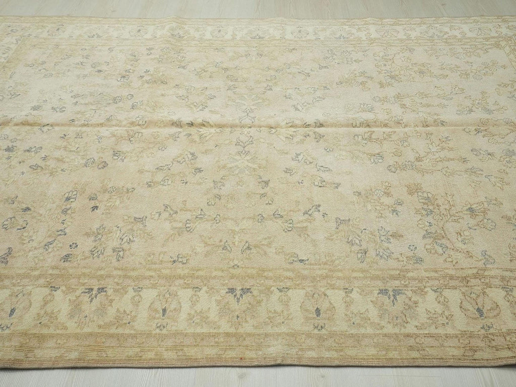 Vintage Turkish Oushak Rug: Handmade Wool Geometric Floral Rugs, 6.2x9 ft.