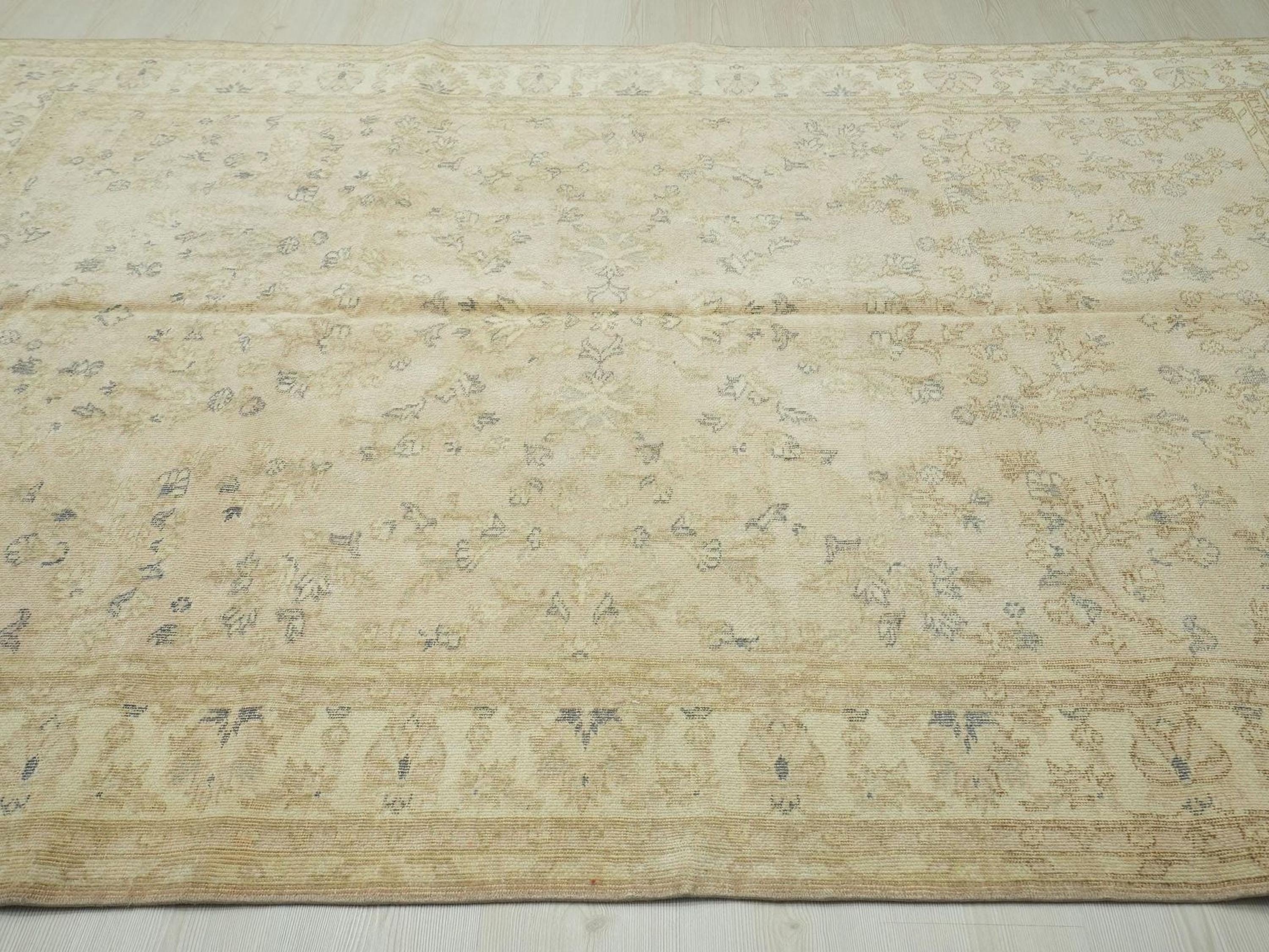 Vintage Turkish Oushak Rug: Handmade Wool Geometric Floral Rugs, 6.2x9 ft.