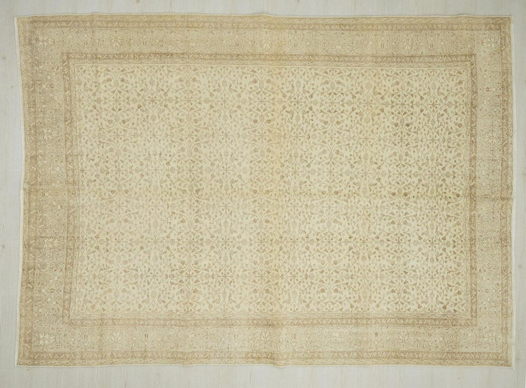 Handmade Wool Oushak Rug: 7'x10' Feet Vintage Turkish Carpet Rugs