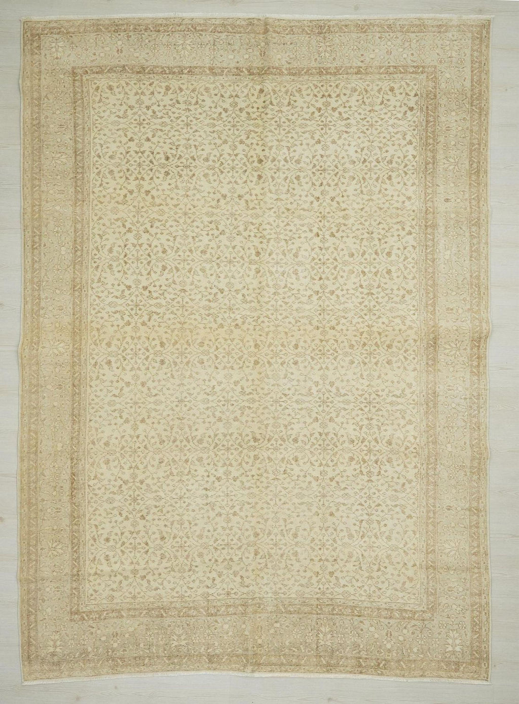 Handmade Wool Oushak Rug: 7'x10' Feet Vintage Turkish Carpet Rugs
