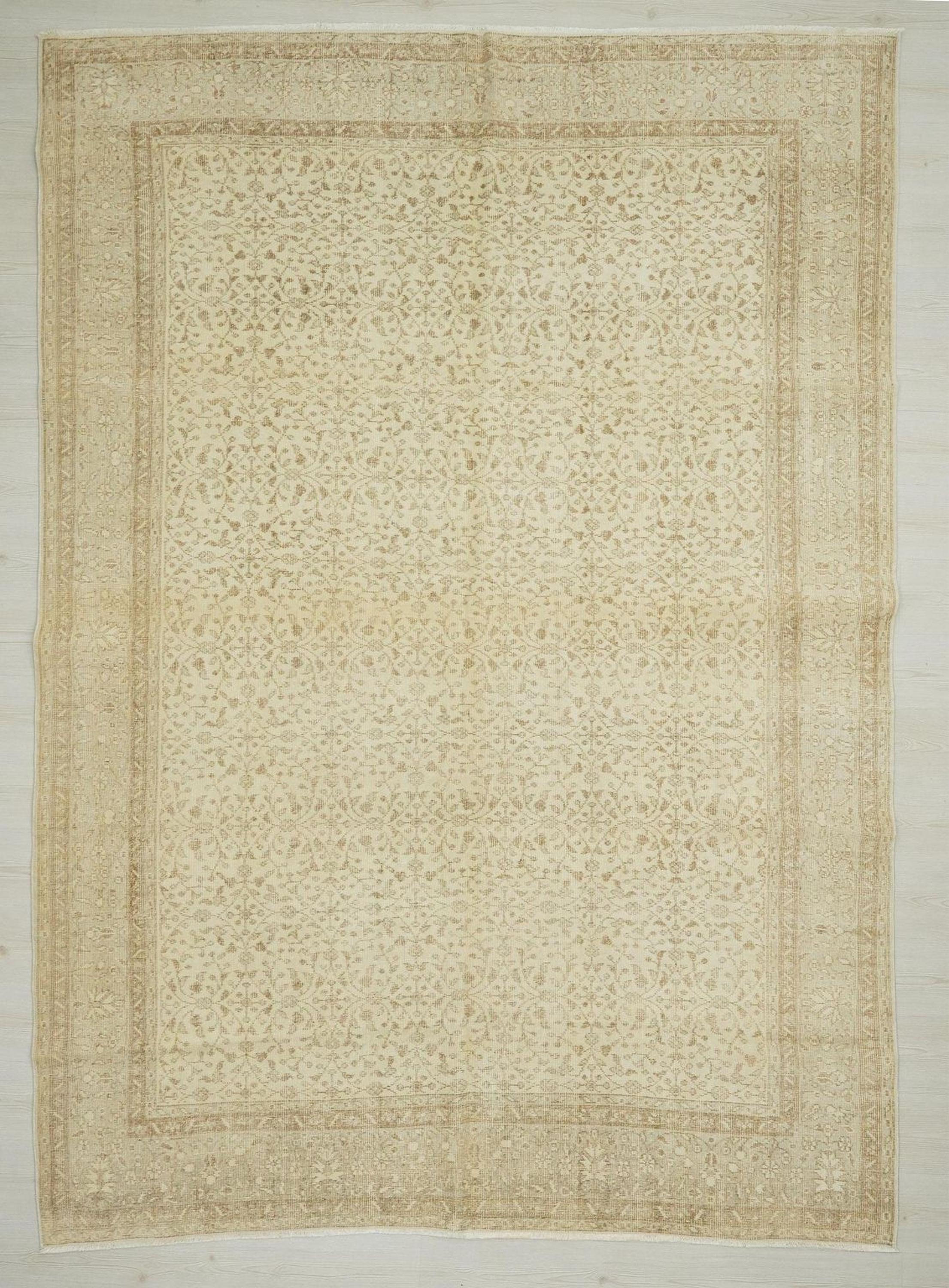 Handmade Wool Oushak Rug: 7'x10' Feet Vintage Turkish Carpet Rugs