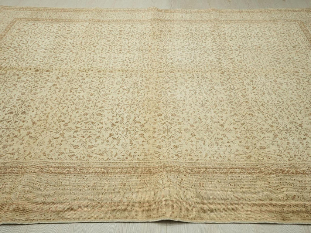 Handmade Wool Oushak Rug: 7'x10' Feet Vintage Turkish Carpet Rugs