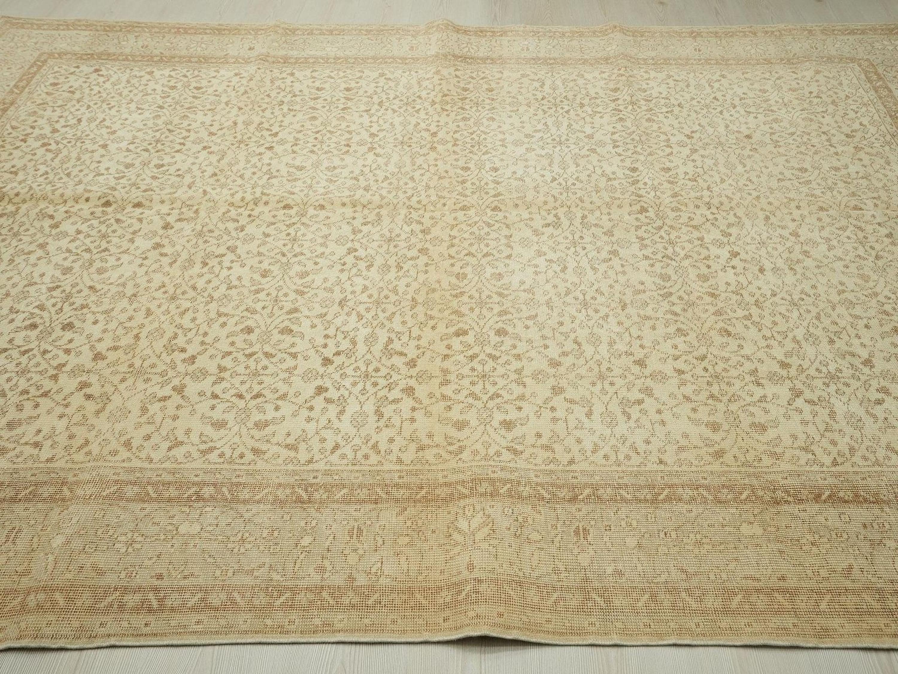 Handmade Wool Oushak Rug: 7'x10' Feet Vintage Turkish Carpet Rugs