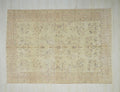 Handmade Vintage Turkish Oushak Rug: Wool Geometric Floral Carpet Rugs, 6.7x9.4 ft.