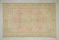 Salmon Pink Oushak Rug: 7x10 Turkish Wool Carpet, Mid-Century Modern Rugs