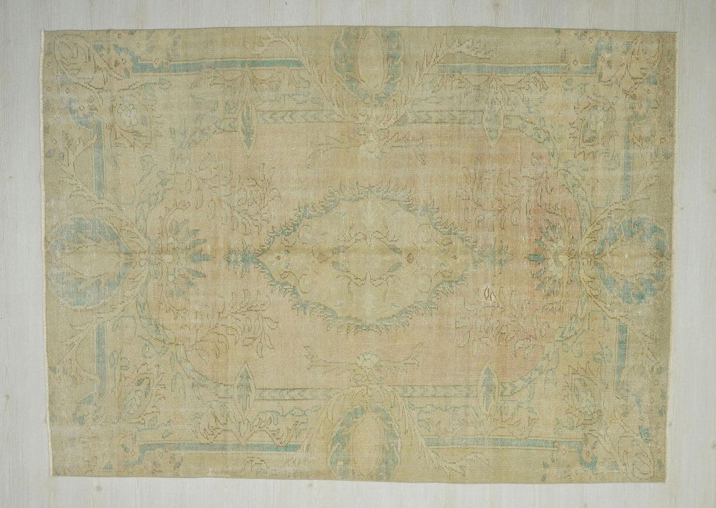 one of a kind turkish oushak Rug: Handmade Wool on cotton Carpet Rugs, 6.5x9 ft.
