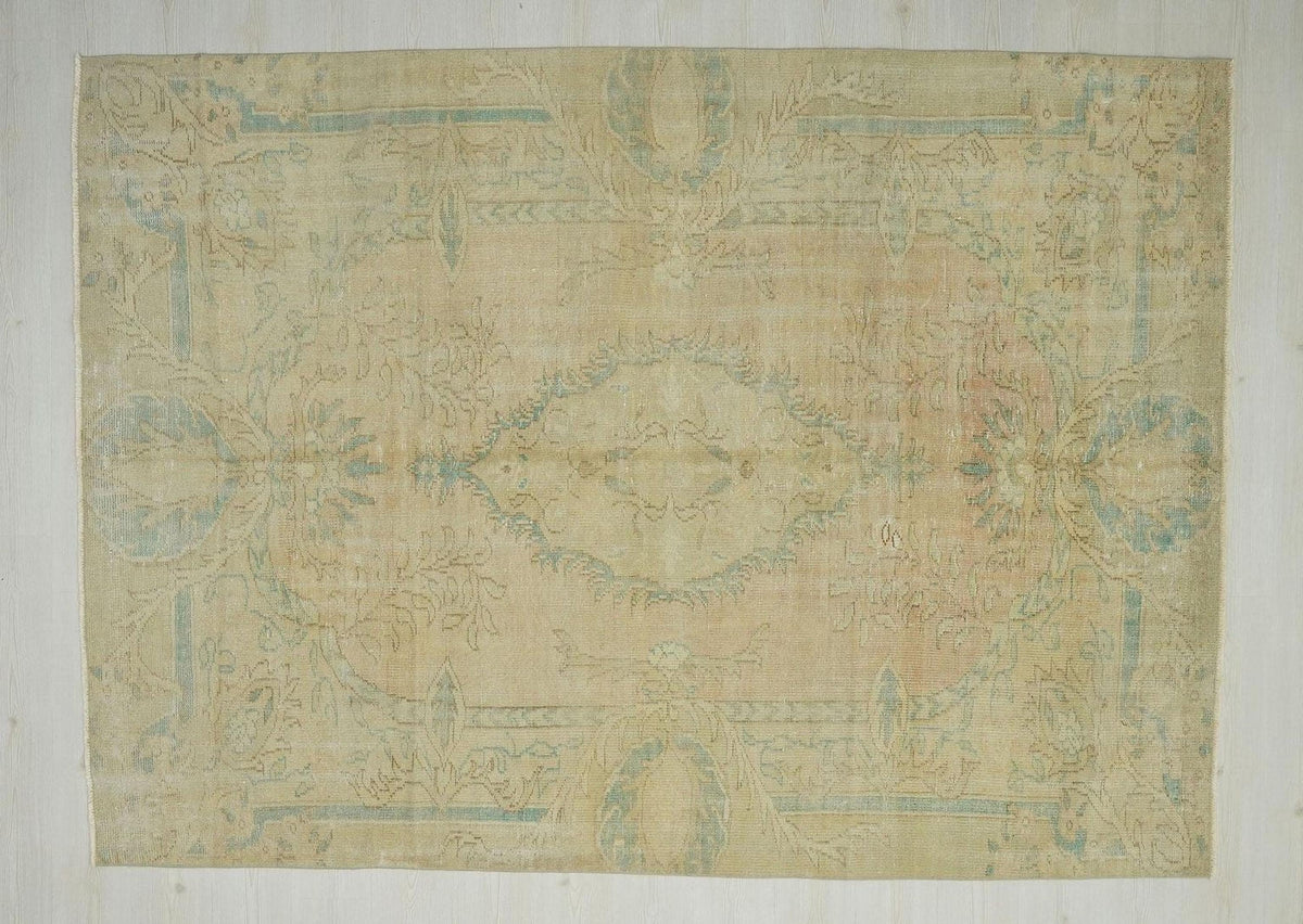 one of a kind turkish oushak Rug: Handmade Wool on cotton Carpet Rugs, 6.5x9 ft.