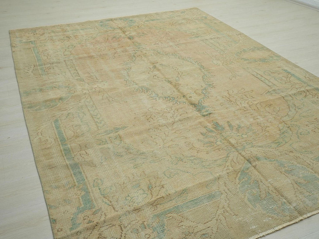 one of a kind turkish oushak Rug: Handmade Wool on cotton Carpet Rugs, 6.5x9 ft.