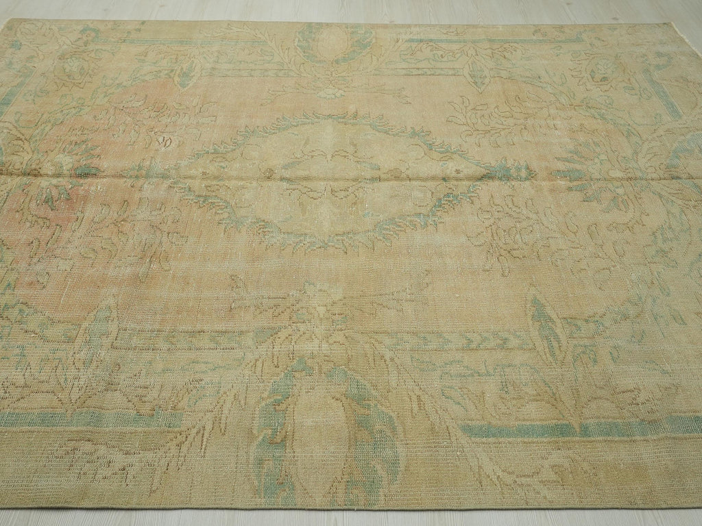 one of a kind turkish oushak Rug: Handmade Wool on cotton Carpet Rugs, 6.5x9 ft.