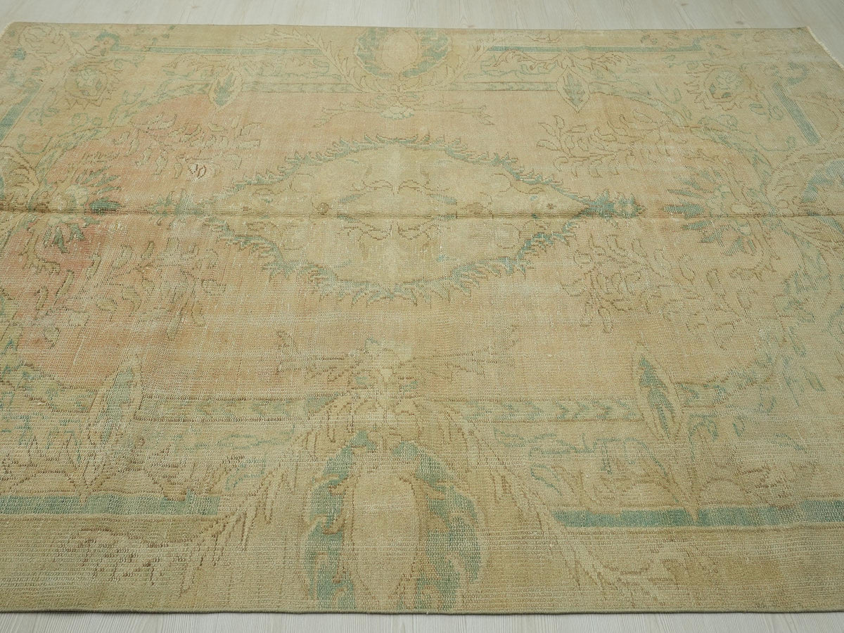 one of a kind turkish oushak Rug: Handmade Wool on cotton Carpet Rugs, 6.5x9 ft.