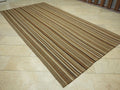 Primitive Neutral Striped Turkish Kilim Rug:5.8x11 Feet,Hand Flat Woven Brown Rugs.