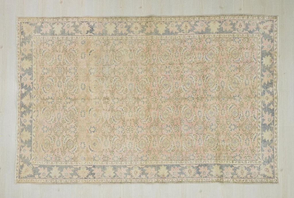5x8 Handmade Wool Oushak Rug: Mid-Century Modern Turkish Rugs