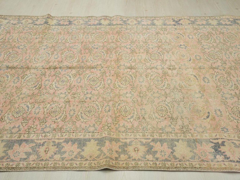5x8 Handmade Wool Oushak Rug: Mid-Century Modern Turkish Rugs