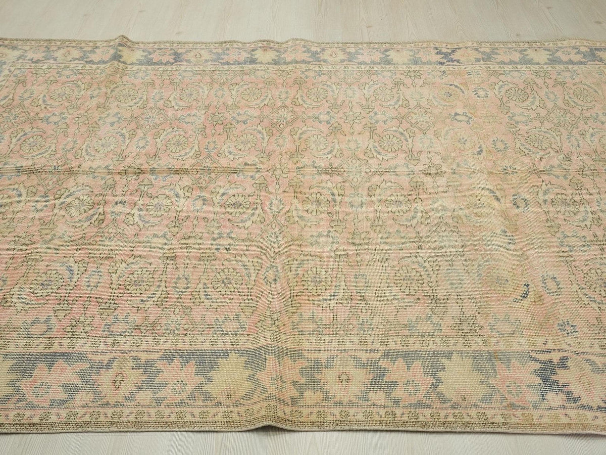 5x8 Handmade Wool Oushak Rug: Mid-Century Modern Turkish Rugs