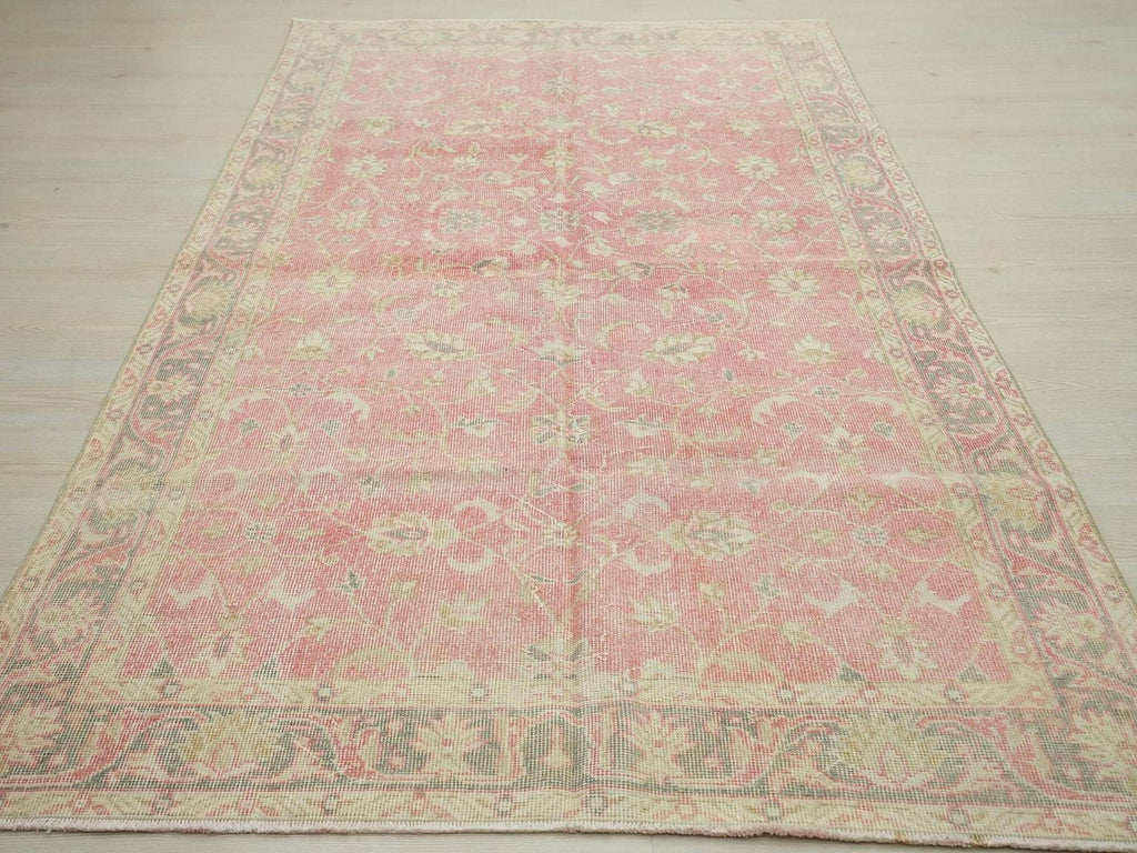 Large Vintage Oushak Rug: Turkish Wool Carpet, 6.1x9.5 ft
