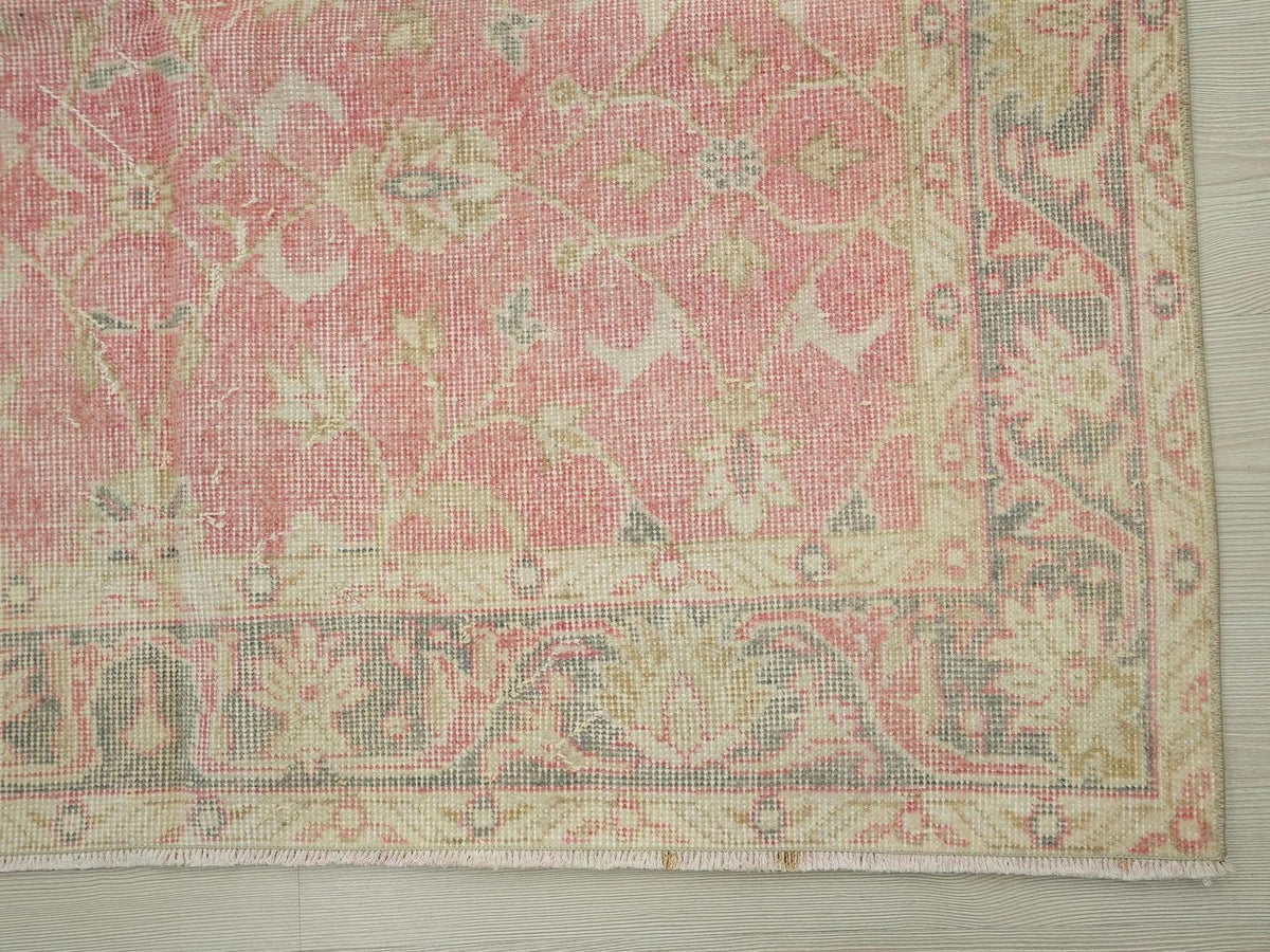 Large Vintage Oushak Rug: Turkish Wool Carpet, 6.1x9.5 ft