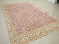 Large Red Oushak Rug: 6x10 ft Turkish Vintage Wool Carpet