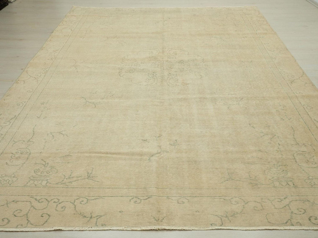 7x10 Vintage Oushak Turkish Rug: Anatolian Wool Carpet,Home Living Accent.